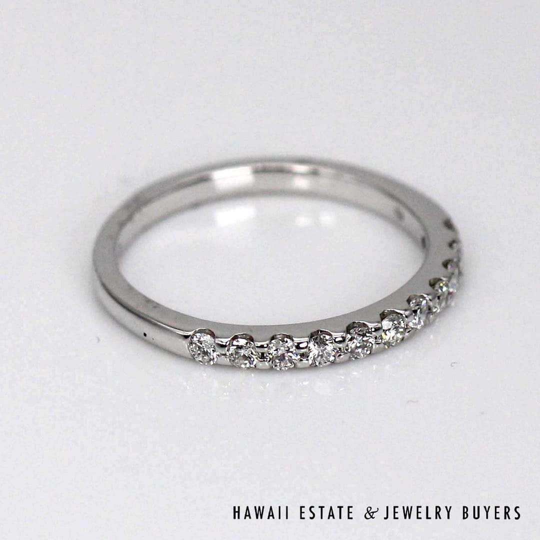 0.20ctw Diamond 14K White Gold Anniversary Band Size 4.5 - Image 3