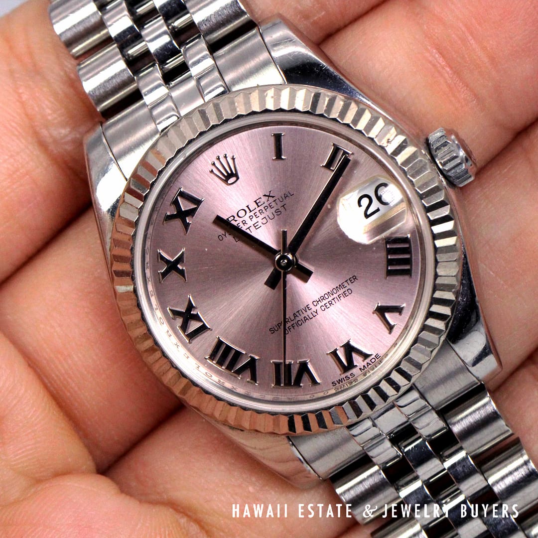 Rolex 31mm Salmon Dial Roman Numeral Jubilee Watch REF 178274 Stainless Steel Circa 2011-2019 With Box - Image 6