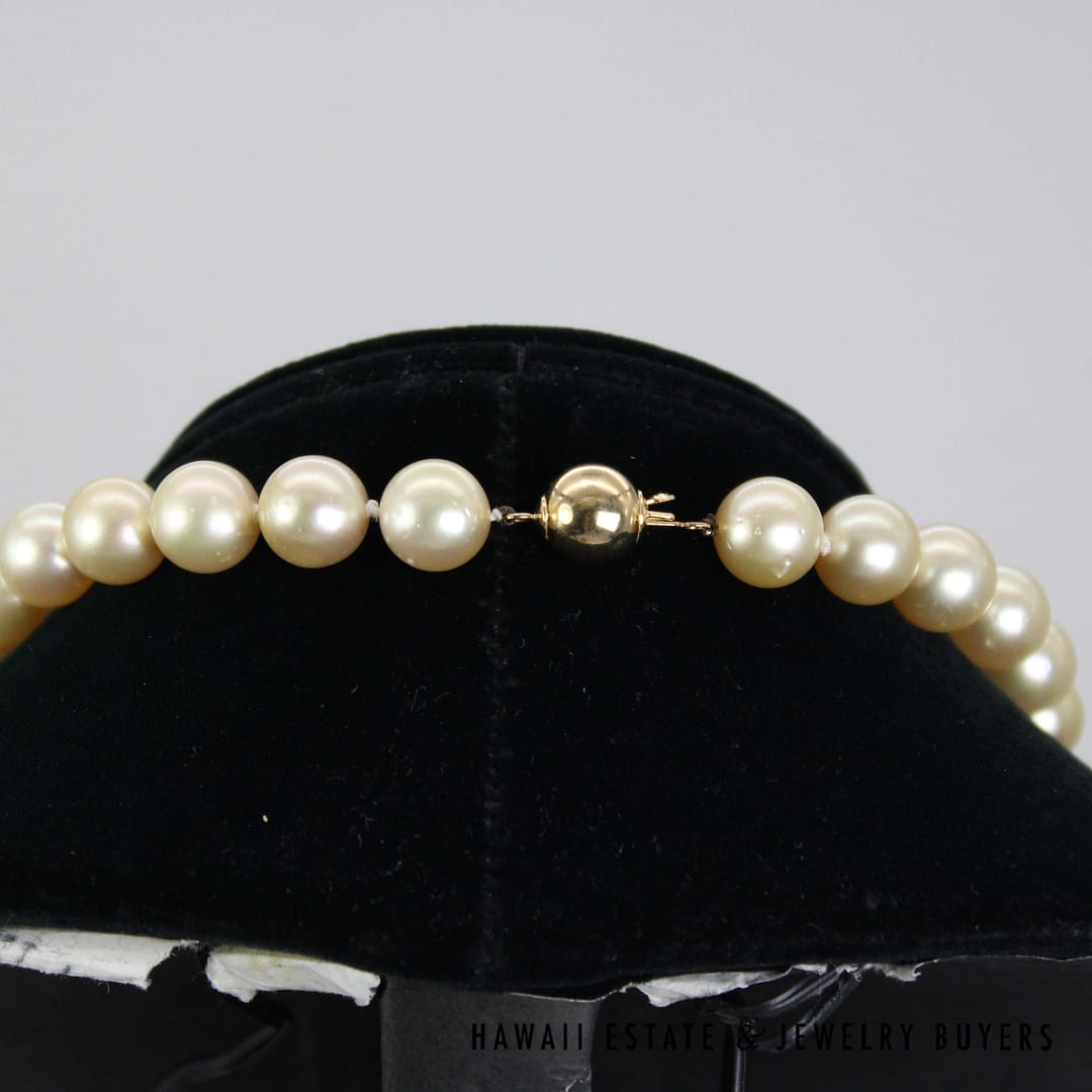 11-14mm Golden South Sea Pearl 14k Yellow Gold Strand 17.5" - Image 4