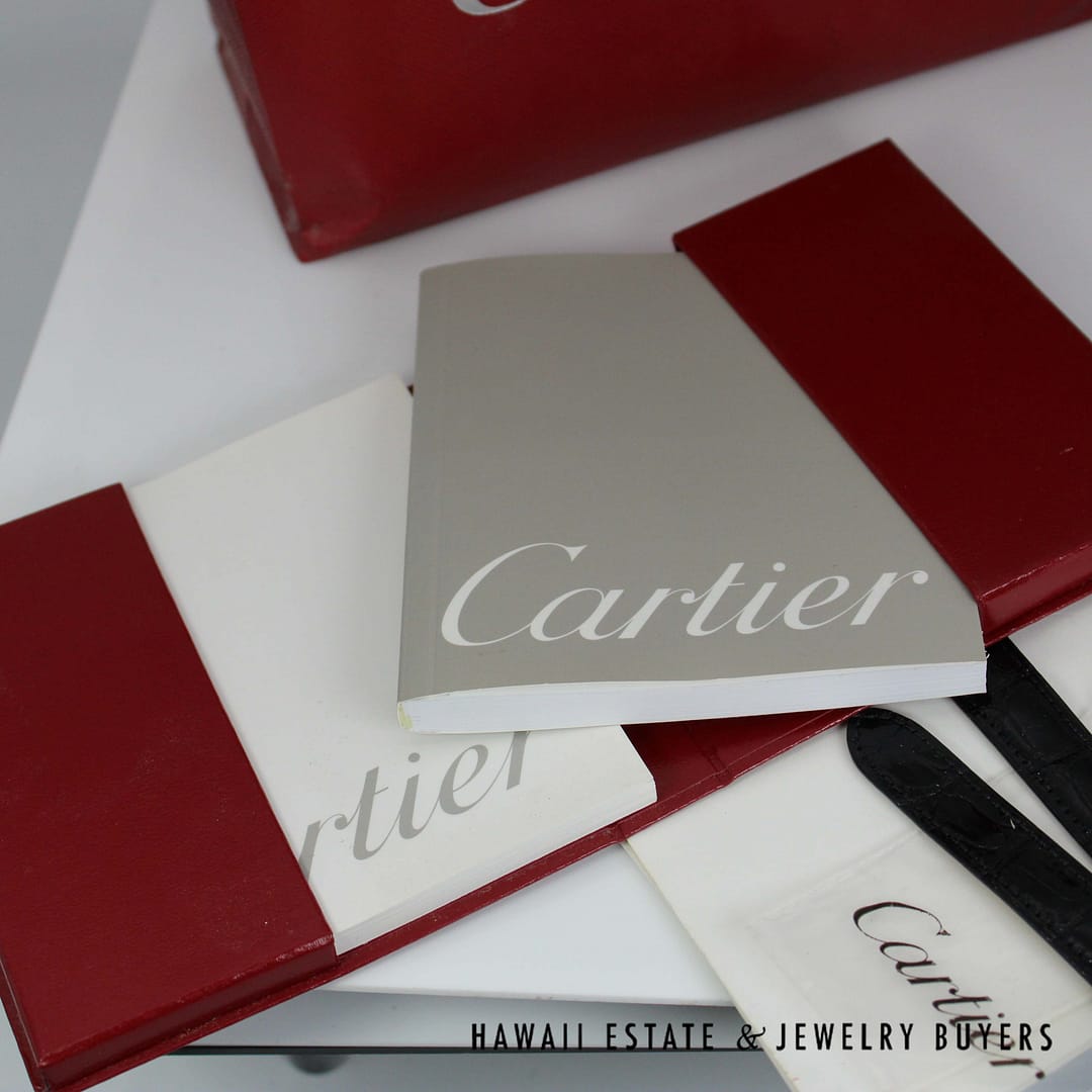 Cartier Sterling Tank Watch Stainless Deployant Buckle With Extra Band, Pouch, Box , Book and Papers - Image 6
