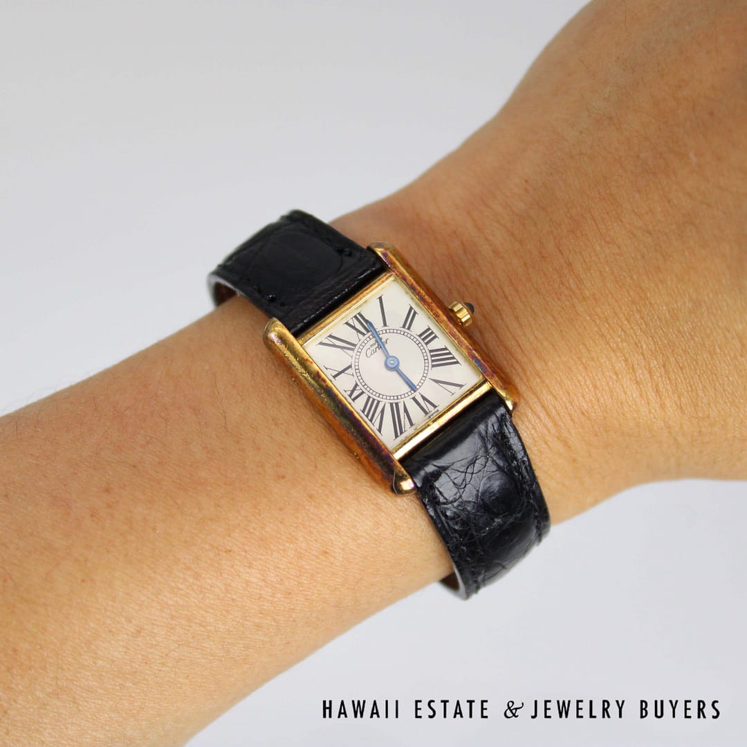 Must De Cartier Ladies Vermeil Tank Watch With Box - Image 6