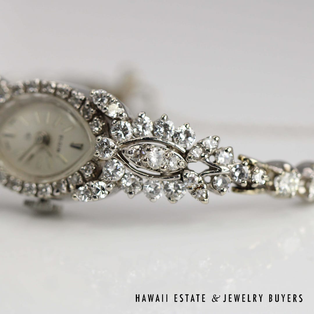 Elgin 3ctw SI/GH Diamond 14k White Gold Ladies Watch with Safety Chain Size 6, 23.6g - Image 7