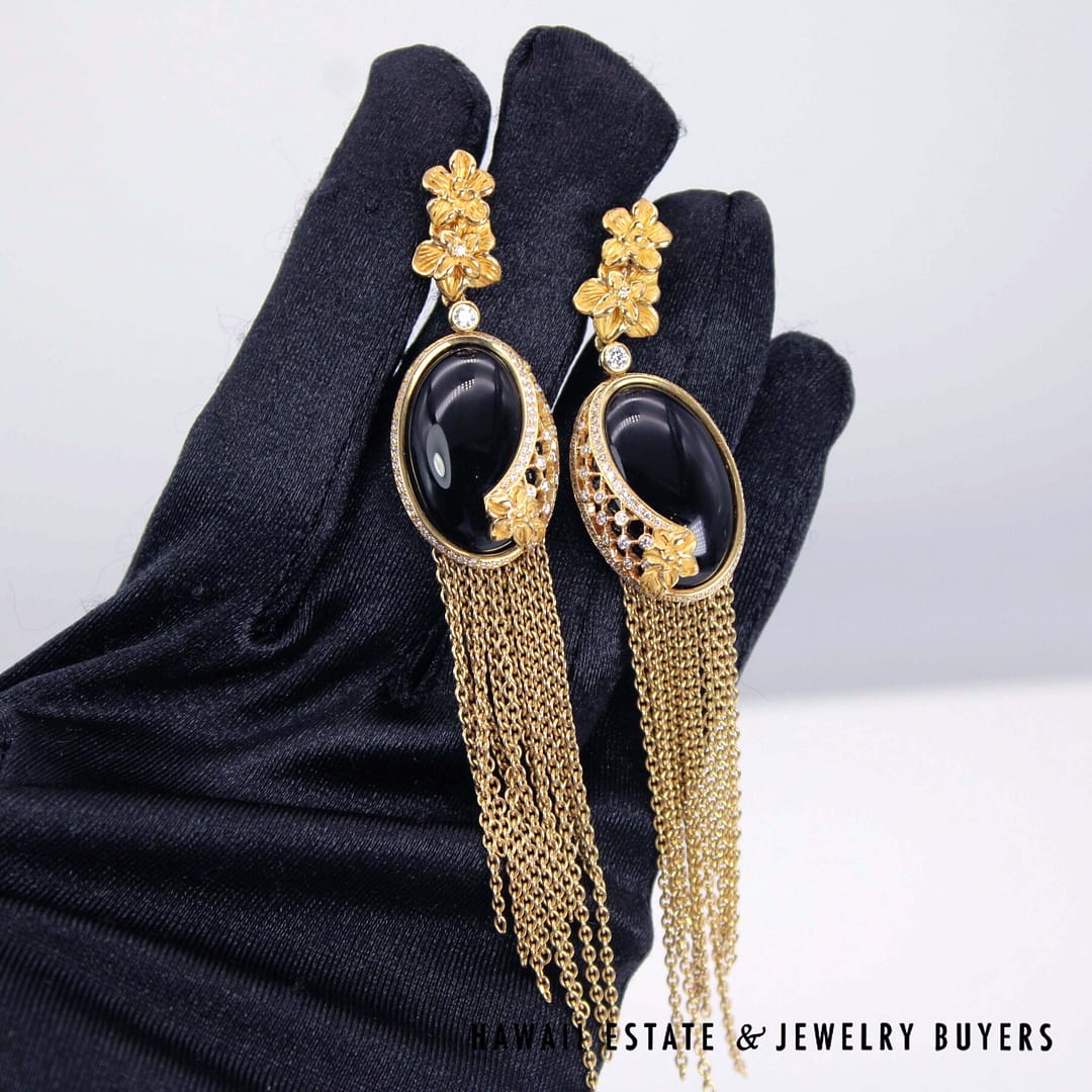 Carrera y Carrera 37.4g 18KYG Sierpes Black Onyx & Diamond Earrings - Image 3