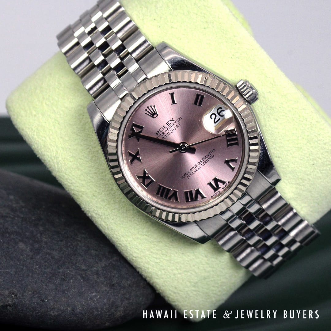 Rolex 31mm Salmon Dial Roman Numeral Jubilee Watch REF 178274 Stainless Steel Circa 2011-2019 With Box