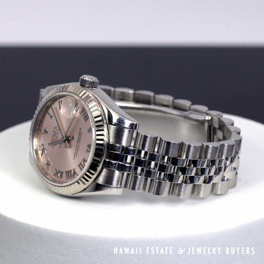 Rolex 31mm Salmon Dial Roman Numeral Jubilee Watch REF 178274 Stainless Steel Circa 2011-2019 With Box - Image 4