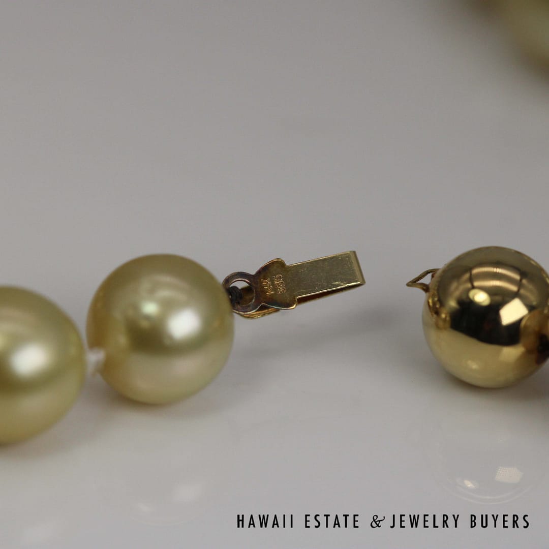 11-14mm Golden South Sea Pearl 14k Yellow Gold Strand 17.5" - Image 8