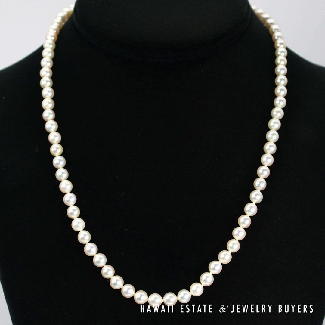 Mikimoto 5.5-6mm Cultured Pearl Strand 18k Yellow Gold Clasp