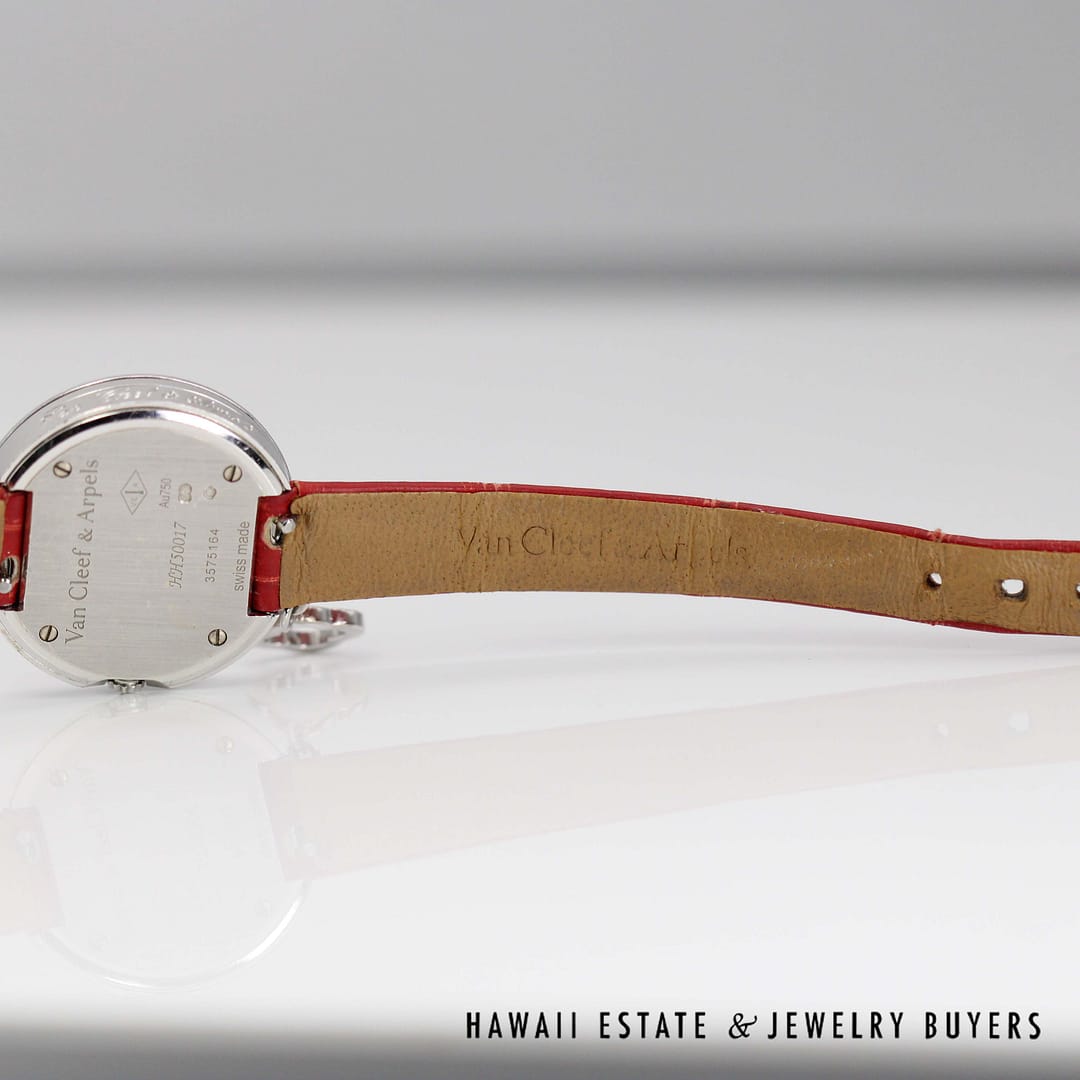 Van Cleef & Arpels 18k White Gold Watch with Diamond Bezel & Charm Model HH50017 - Image 10