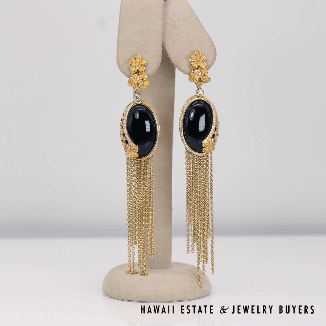 Carrera y Carrera 37.4g 18KYG Sierpes Black Onyx & Diamond Earrings