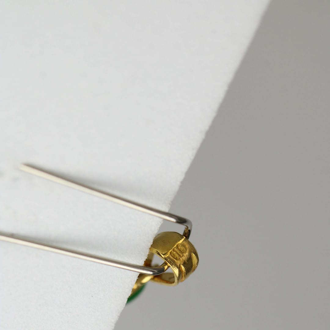 GIA Type A Green Jade Pendant 22k Yellow Gold Measures 1.25 Inch - Image 6