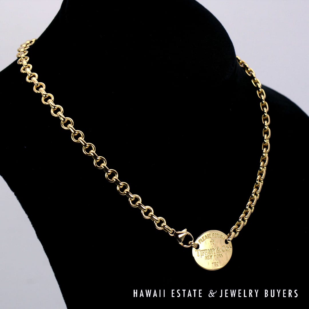 Tiffany & Co. Return to Tiffany 18K Yellow Gold Oval Necklace 16
