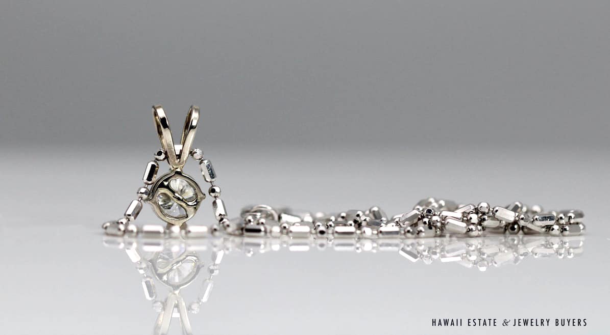4.2g 14KWG 0.72ct I1/HI DIAMOND PENDANT ON 16" 1.3mm BEAD & BAR CHAIN - Image 2