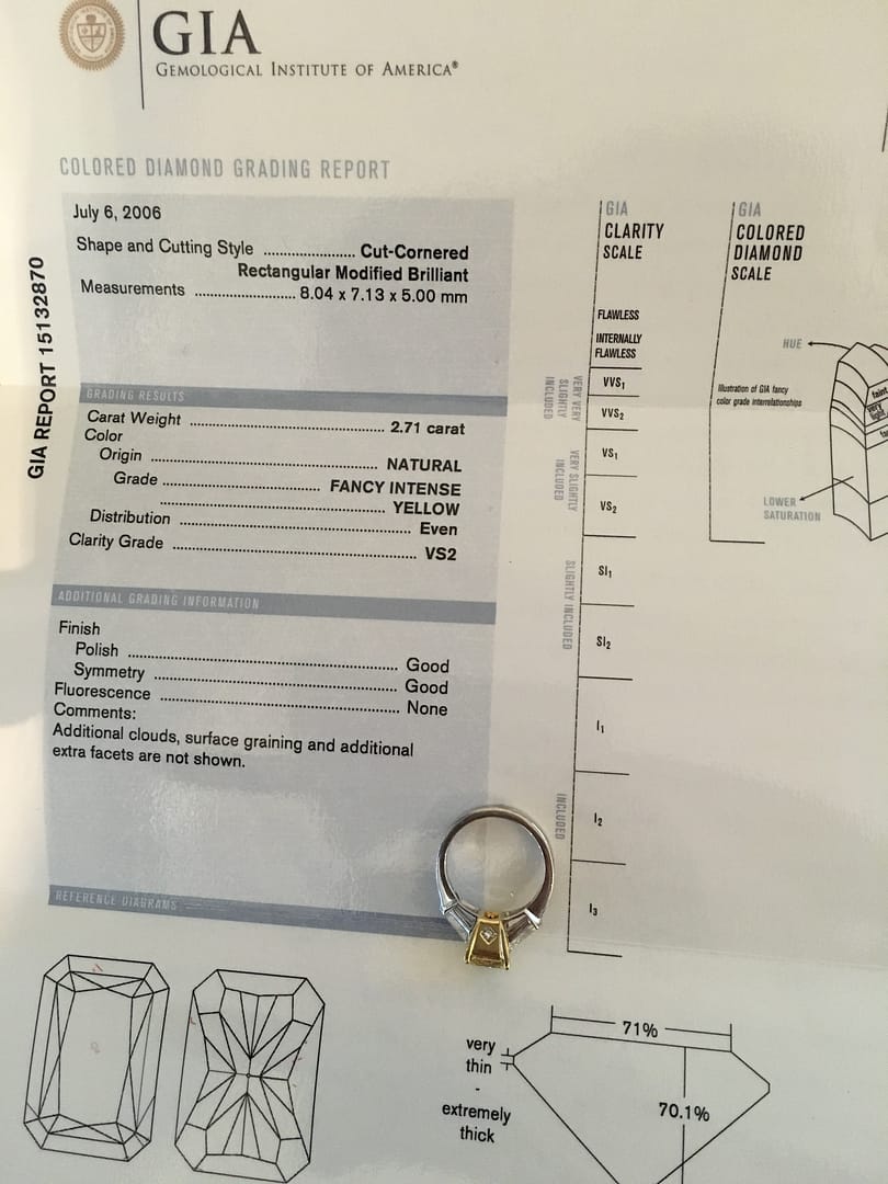 2.71ct Natural Fancy Intense Yellow Radiant Diamond Platinum 18K Yellow Gold Ring - GIA - Image 6