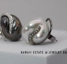 12.8g 18KWG White & Black Pearl Baroque Diamonds Earrings