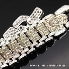15.50ctw Chocolate and White Diamond 18K Yellow Gold link Bracelet Size 6.5 - 22mm Width