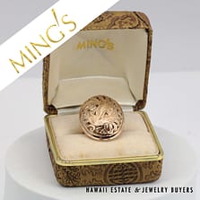 Ming's 14K Yellow Gold Oval Phoenix Ring Size 6 With Box