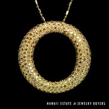 2ctw Diamond Pave Circle Pendant 18k Yellow Gold 18" Chain, 10.2g