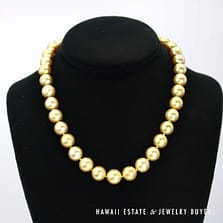 10-12mm Graduated South Sea Pearl Strand 14k Yellow Gold Necklace 17"
