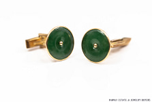 9.3g 14KYG JADE DONUT 16mm DIAMETER CUFFLINKS