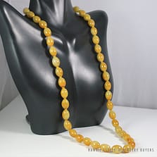 JADE HONEY COLOR 14K YELLOW GOLD OBLONG BEAD NECKLACE 21"