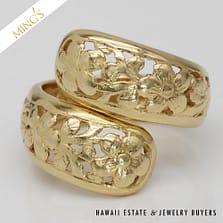 MING'S 5.0g 14KYG SAKURA BYPASS RING SIZE 6.5