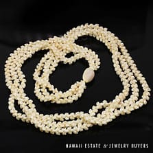 Three Strand Ni'ihau Shell Lei: Pikake Momi Lenalena 38 inches #CG112718-02