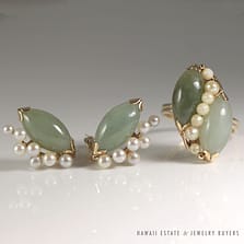 Ming's Hawaii Marquise Pearl Earrings Ring Set