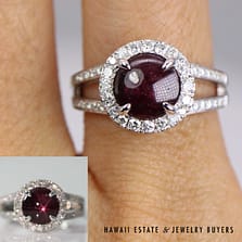 3.50ct Star Ruby 1.25ctw Diamond Ring 14k White Gold Size 6, 5.4g