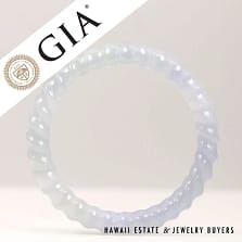 GIA Rare Old Hand Carved Gray Jade Bangle Size 7.5