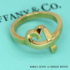 Tiffany & Co. Paloma Picasso Loving Heart 18K Yellow Gold Ring Size 6.5