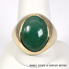 Men's Jade Ring 14K Yellow Gold Size 10.75