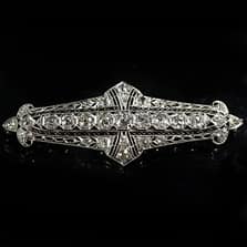 Antique Victorian 1800s Old Mine Cut Diamond Bar Brooch