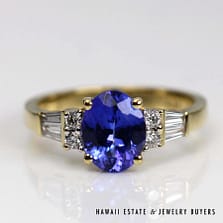 2.06ct Oval Tanzanite 0.50ctw Diamond 4.3g 18KYG Ring Size 7