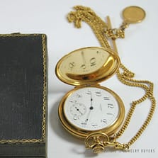 ANTIQUE AMERICAN WALTHAM YELLOW GOLD HUNTER'S CASE 18K YELLOW GOLD POCKET WATCH