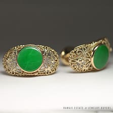 Vintage 1950's Apple Green Jade 14K Cufflinks