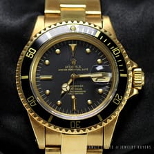 RARE ROLEX SUBMARINER 1680 BLACK NIPPLE DIAL 18K YELLOW GOLD BRACELET WATCH