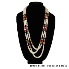 Three-Strand Multi-Color Layered Ni'ihau Shell Lei