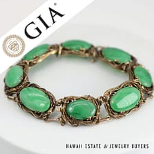 GIA Antique Green Jade Dragon 25.4g 9KYG Link Bracelet Size 7.5