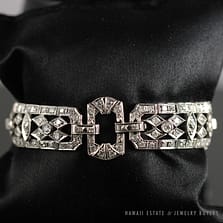 VINTAGE 6.20CTW NATURAL DIAMOND OLD MINE PLATINUM DIAMOND BRACELET W/ APPRAISAL