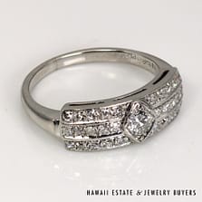 Vintage Platinum and Diamond Geometric Ring SIZE 6 #2802-03