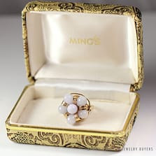 MING'S HAWAII LAVENDER JADE 14K YELLOW GOLD CLUSTER RING (SZ 5.75) RARE W/ BOX