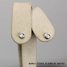 0.50ctw Diamond SI/HI Bezel Set 14K White Gold Stud Earrings