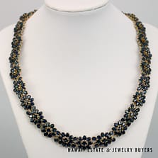 75ctw Sapphire 14K Yellow Gold Necklace