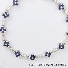 2.50ctw Sapphire 0.33ctw Diamond SI/GH 18K White Gold Bracelet Size 7.25