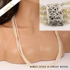 Ming's 4-Strand Freshwater Keishi Pearl 14K White Gold Necklace, 30"