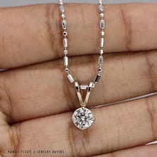 4.2g 14KWG 0.72ct I1/HI DIAMOND PENDANT ON 16" 1.3mm BEAD & BAR CHAIN
