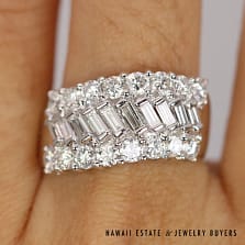 2CTW Diamond Wave Cluster 18K White Gold Ring Size 7