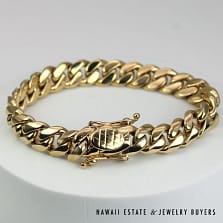 Hermes 73.5g 14K 10.5mm Curb Bracelet 8.25 Inches
