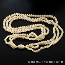 Three-Strand Ni'ihau Shell Lei Pikake Momi Ke'oke'o Kua Ula 40 inches #2809-04