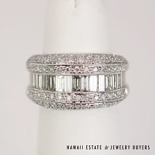 2.50CTW Diamond 18K White Gold Ring Size 5.5